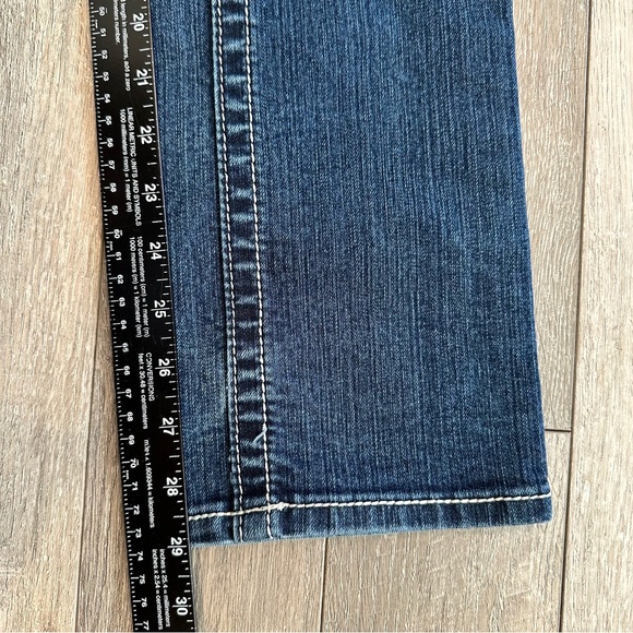 Miss Me Denim Jeans Easy Capri Rolled Adjustable Straight Leg Rhinestones Bling - Picture 13 of 16